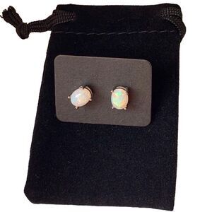 Men’s Oval Opal Stud Earrings | Lab-Created Stones | October Birthstone Gift